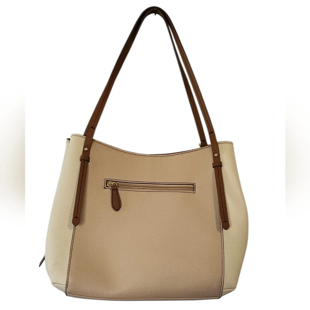EUC Liz Claiborne Tote, Tan and Cream Purse, Liz Claiborne Purse, Two Toned Bag - Picture 9 of 16